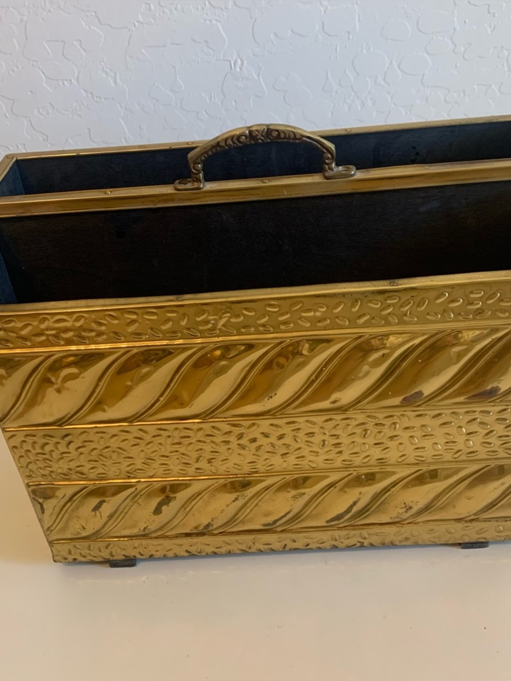 Vintage Hammered Brass Magazine Holder